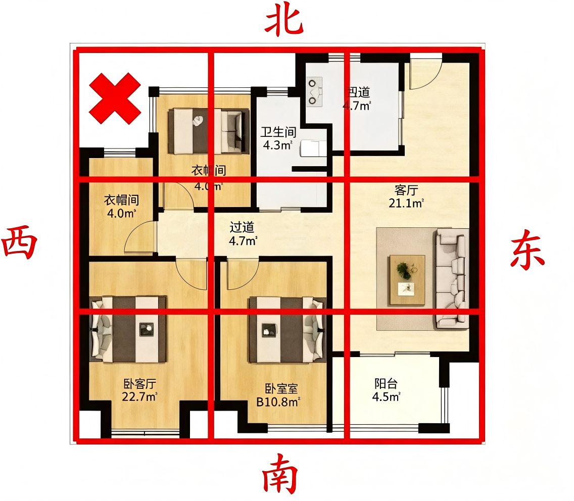 西北缺角户型