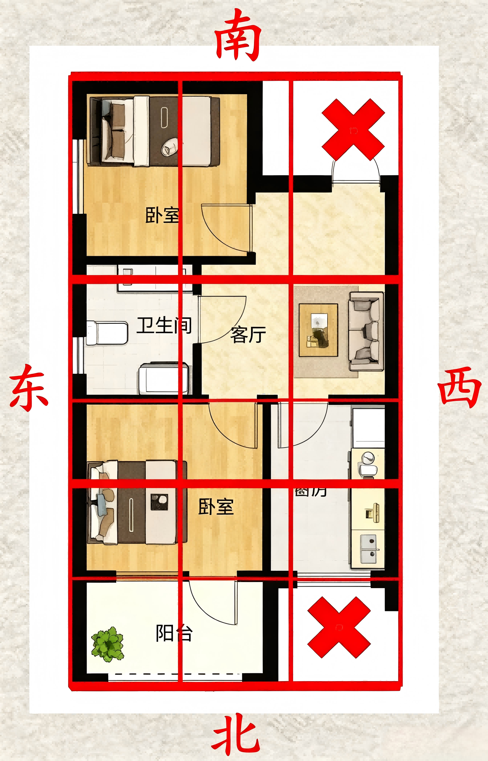 西南+西北缺角户型